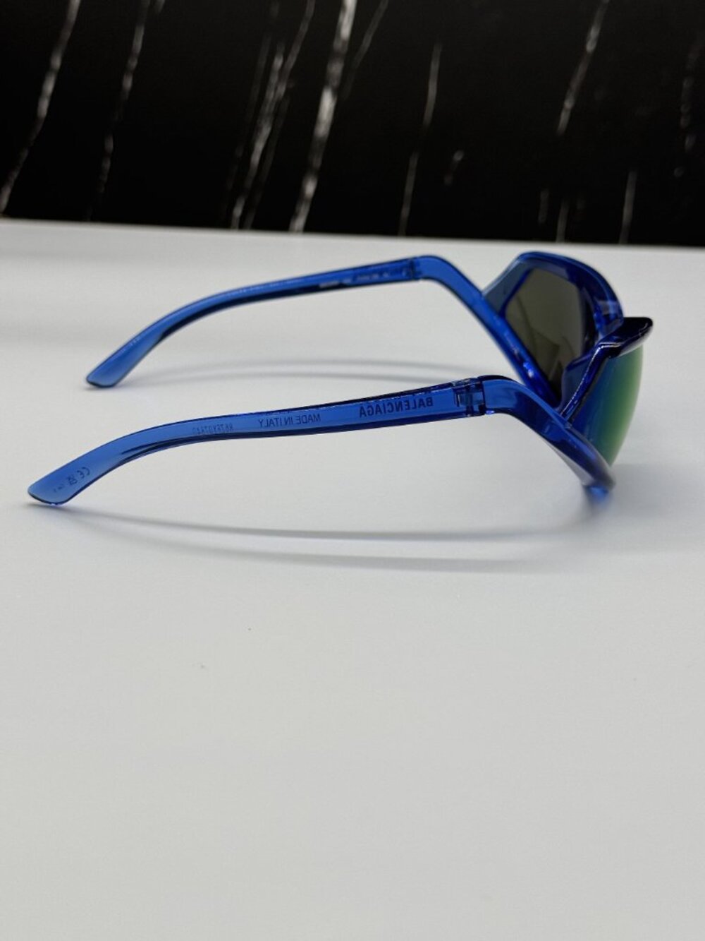 NEW BALENCIAGA BB0289S 004 BLUE GEOMETRIC SUNGLASSES BALENCIAGA EYEWEAR - Picture 6 of 11